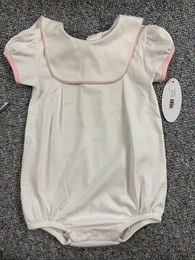 NWT 9-12M baby girl white romper hug me first luxury one piece